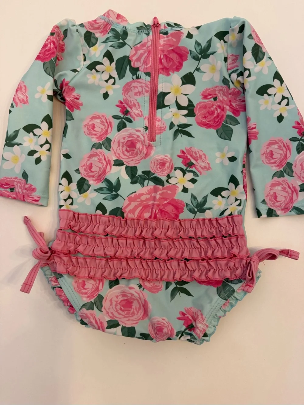 Ruffle butts Girls Floral Long SleeveSwimsuit  floral size 12/18 months